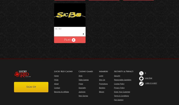 A screenshot of Sic Bo at Lucky Red, one of the best places to play online Sic Bo.